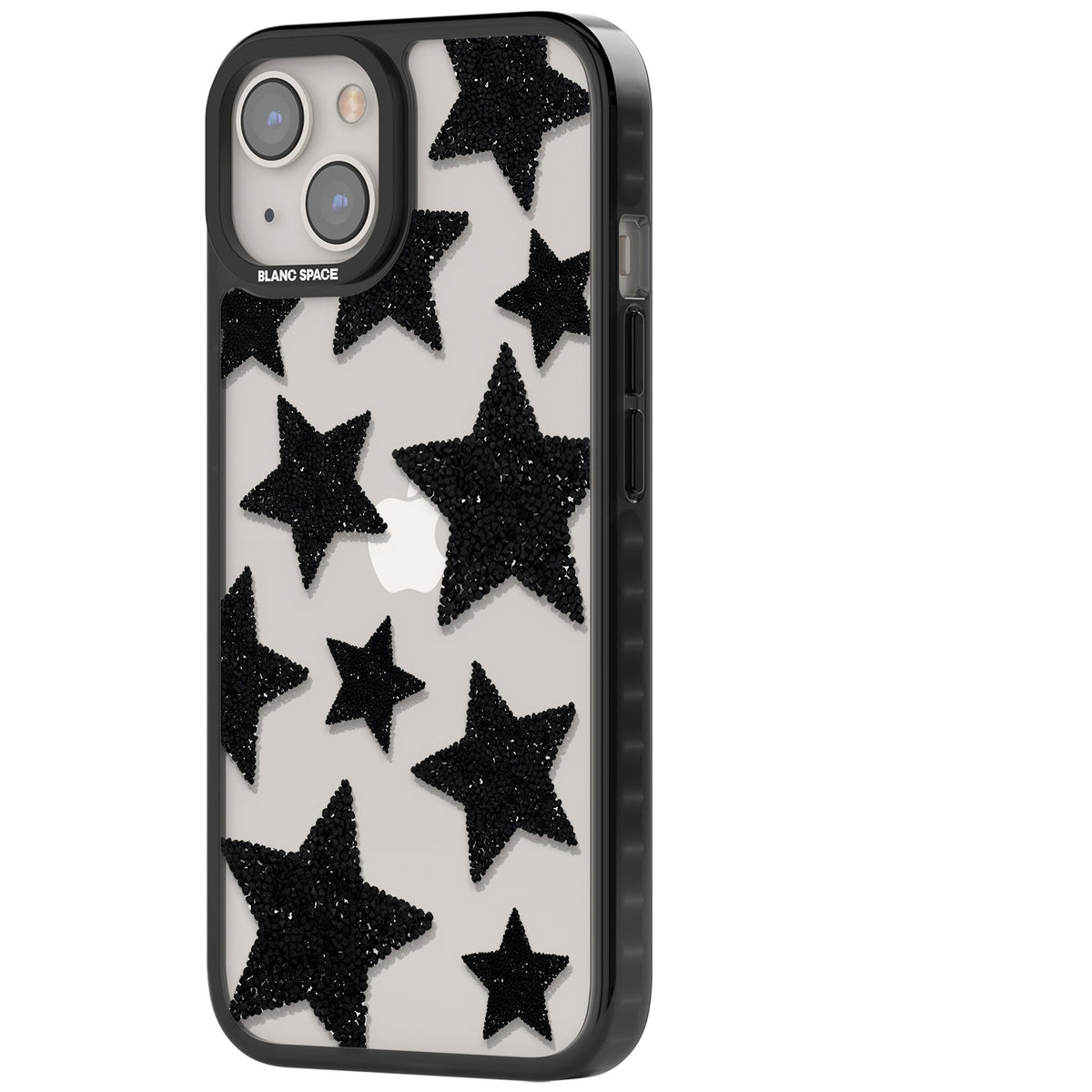 Beaded Black Stars iPhone 12 / 12 Pro / iPhone 13 / iPhone 14 / iPhone 14 Plus / iPhone 15 / iPhone 15 Plus Impact Black Phone Case side