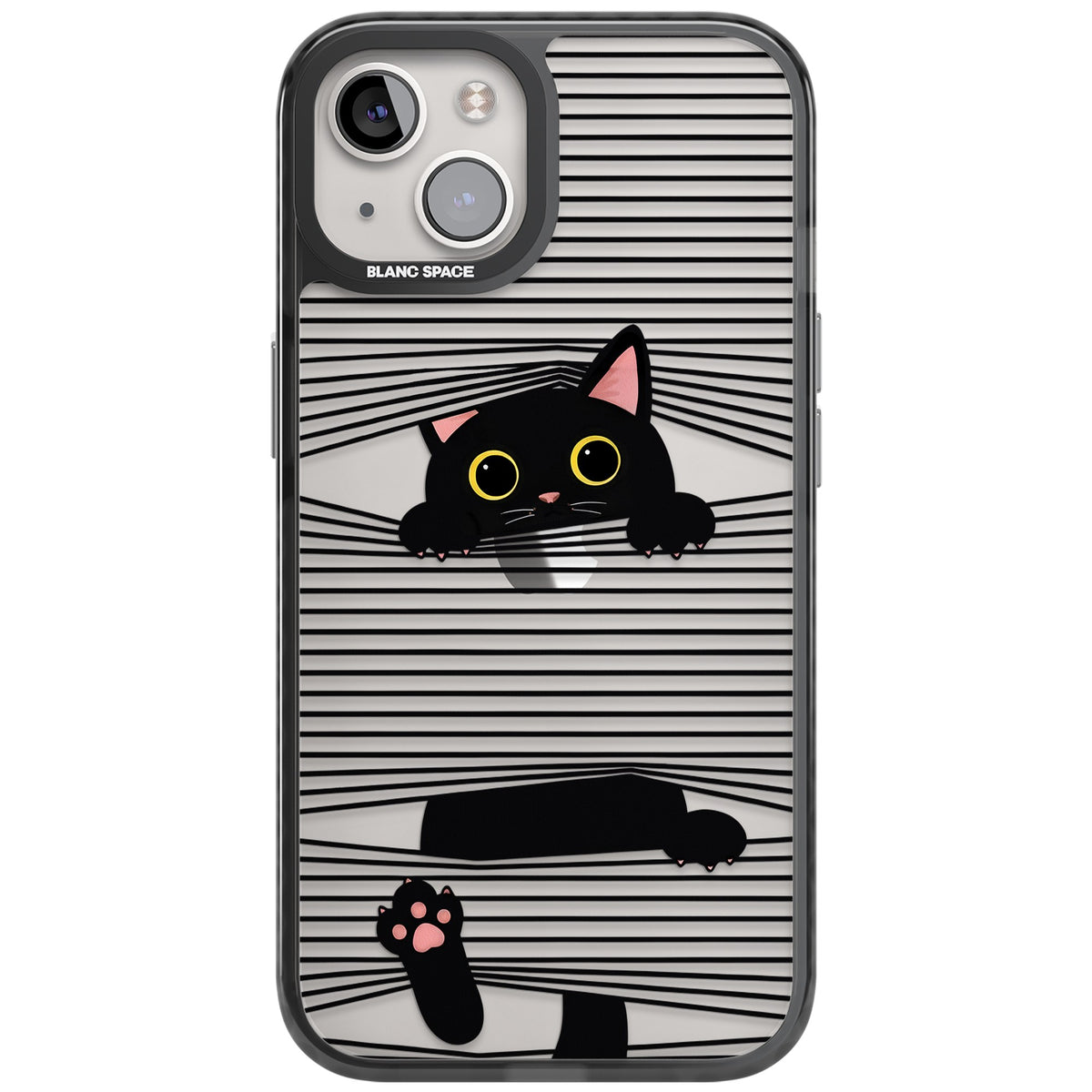 Peek-a-Boo Cat iPhone 12 / 12 Pro / iPhone 13 / iPhone 14 / iPhone 14 Plus / iPhone 15 / iPhone 15 Plus Impact Black Phone Case front