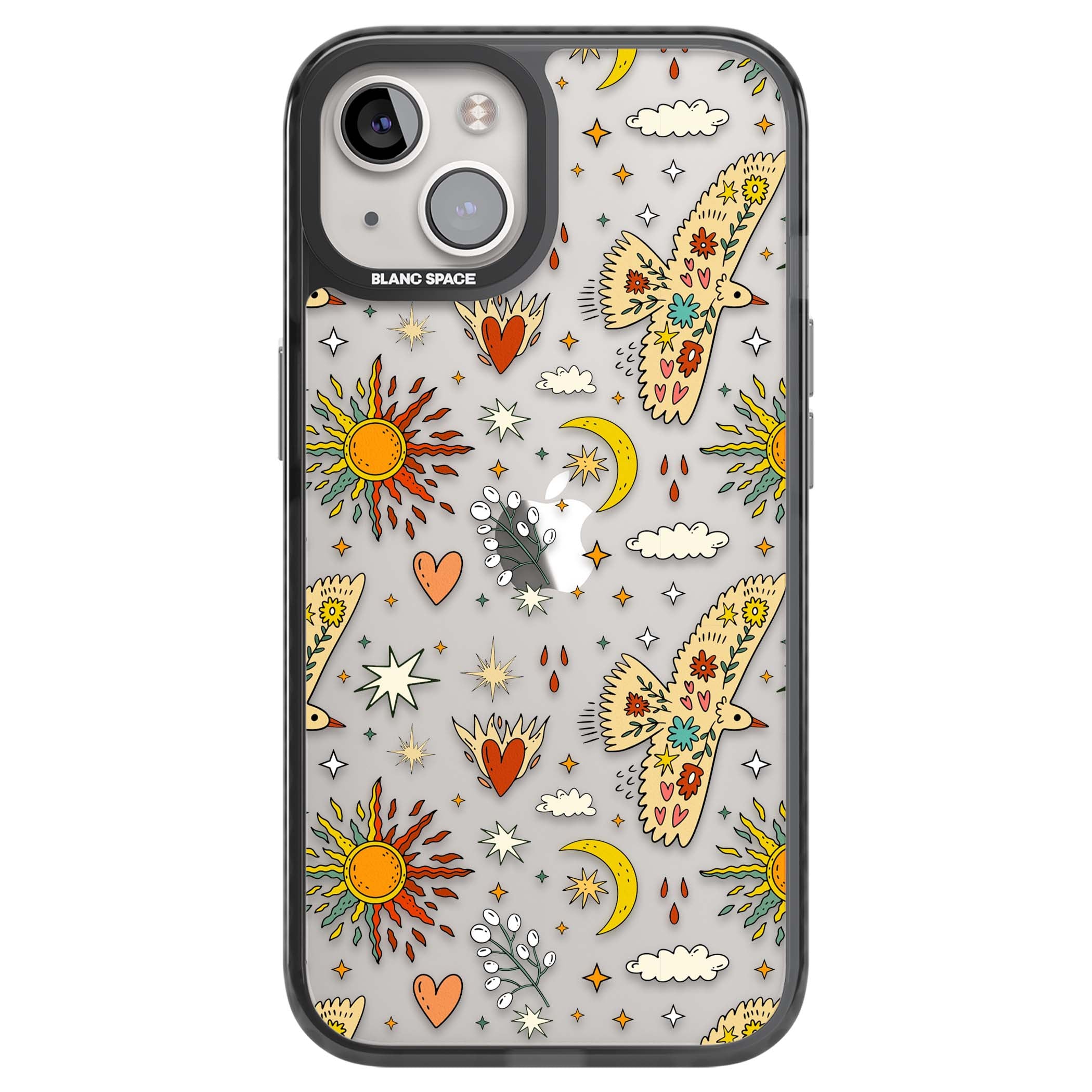 Elevate Your Phone'S Style With This Boho Celestial Sun & Eye Phone Case, Featuring A Mystical Blend Of Suns, All-Seeing Eyes, Butterflies, Stars, And