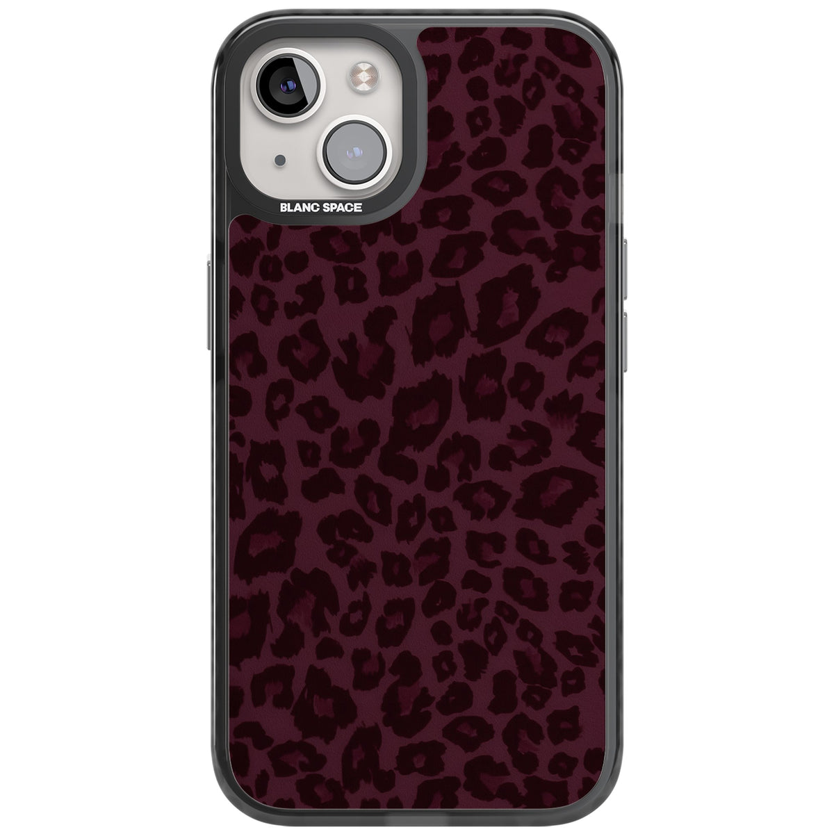 Burgundy Leopard iPhone 12 / 12 Pro / iPhone 13 / iPhone 14 / iPhone 14 Plus / iPhone 15 / iPhone 15 Plus Impact Black Phone Case front