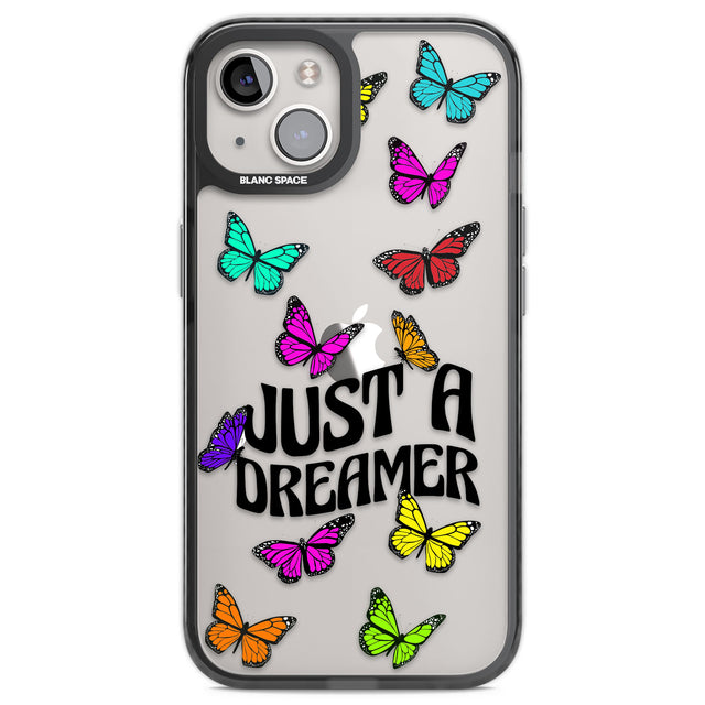 Just a Dreamer Butterfly Black Impact Phone Case for iPhone 13, iPhone 14, iPhone 15