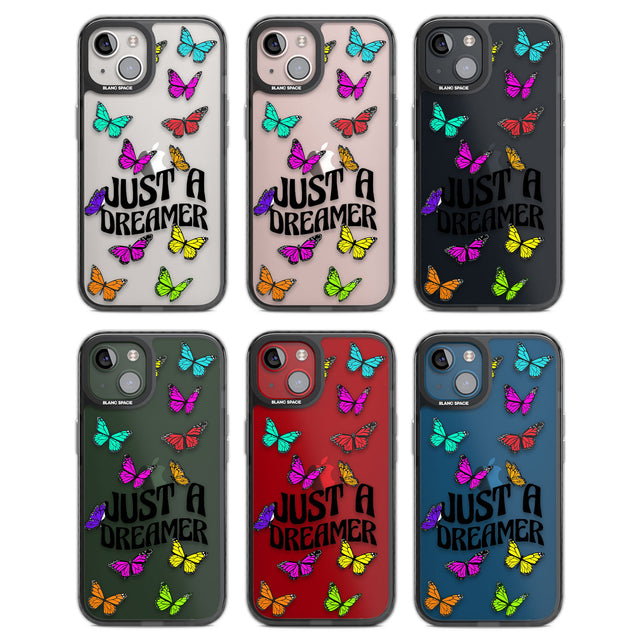 Just a Dreamer Butterfly Black Impact Phone Case for iPhone 13, iPhone 14, iPhone 15