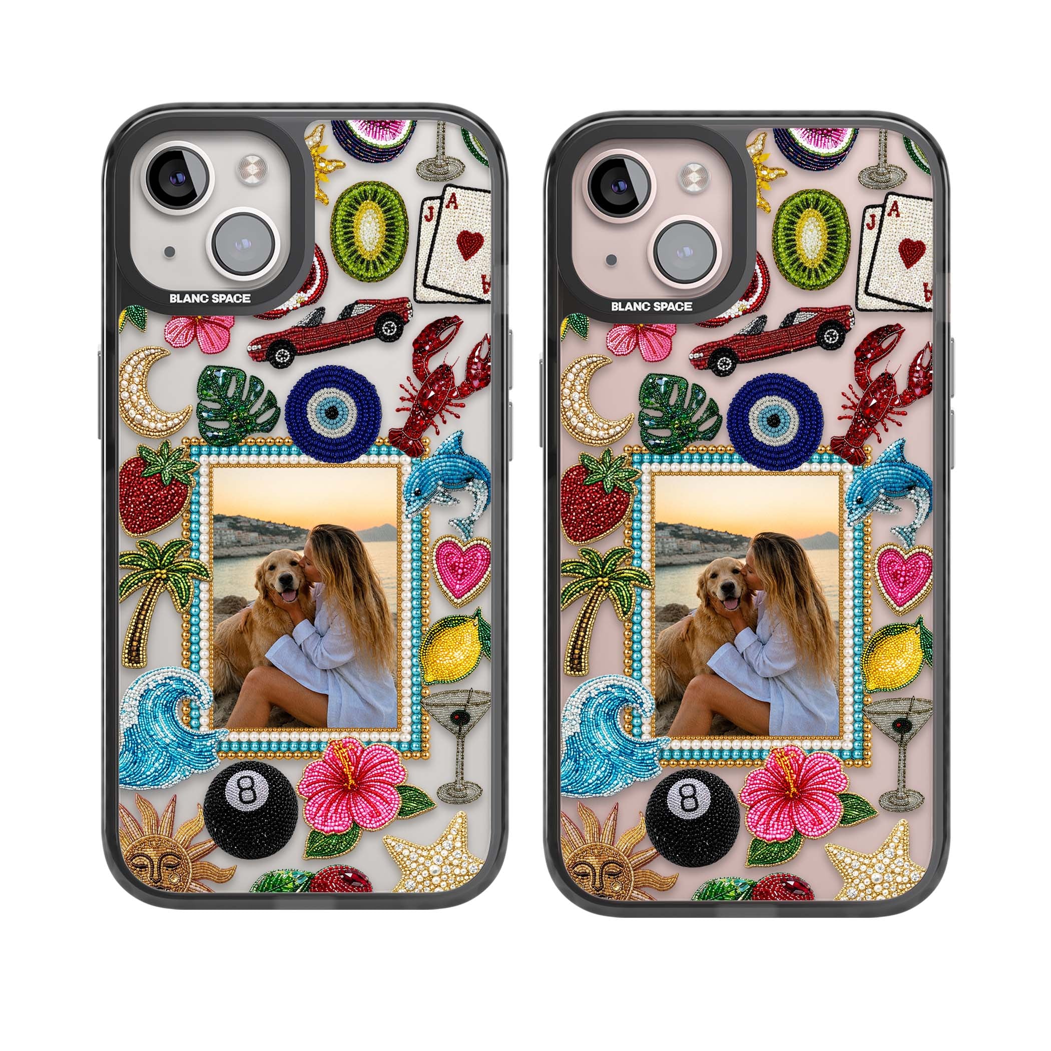 Beaded Photo coastal iPhone case | Black Impact case for iPhone 13, iPhone 14, iPhone 15