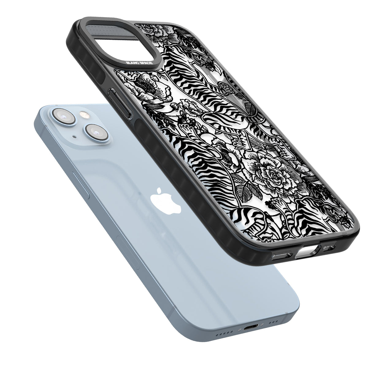 Tiger Dynasty iPhone 12 / 12 Pro / iPhone 13 / iPhone 14 / iPhone 14 Plus / iPhone 15 / iPhone 15 Plus Impact Black Phone Case angled