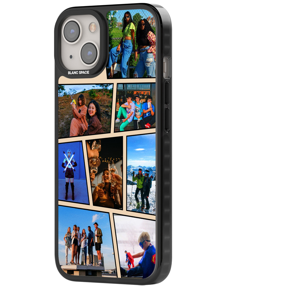 Personalised Comic Strip Photo iPhone 12 / 12 Pro / iPhone 13 / iPhone 14 / iPhone 14 Plus / iPhone 15 / iPhone 15 Plus Impact Black Phone Case side