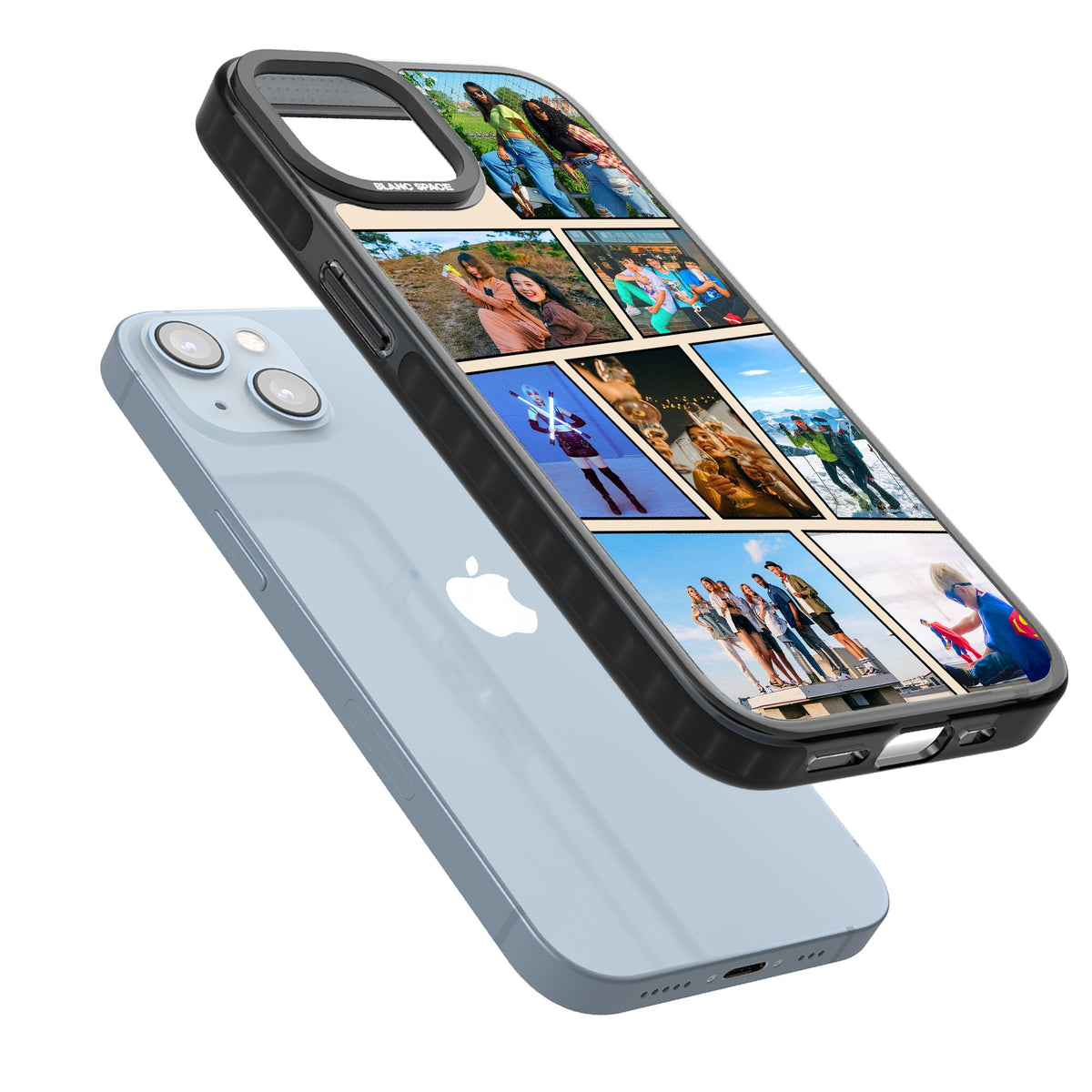 Personalised Comic Strip Photo iPhone 12 / 12 Pro / iPhone 13 / iPhone 14 / iPhone 14 Plus / iPhone 15 / iPhone 15 Plus Impact Black Phone Case angled
