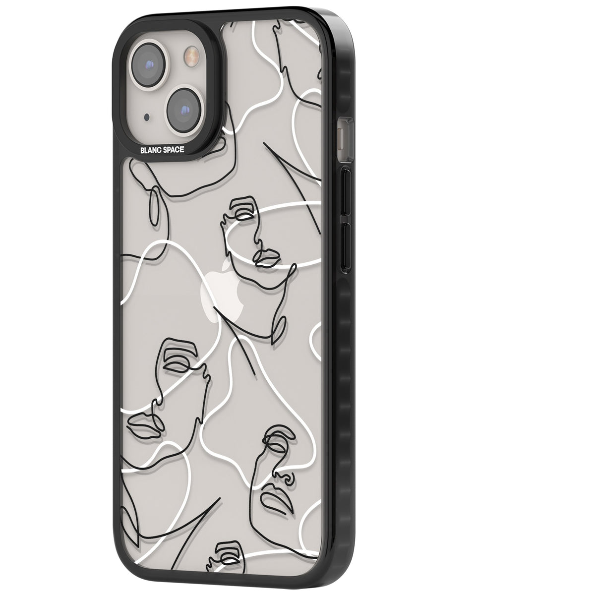 Abstract Faces iPhone 12 / 12 Pro / iPhone 13 / iPhone 14 / iPhone 14 Plus / iPhone 15 / iPhone 15 Plus Impact Black Phone Case side