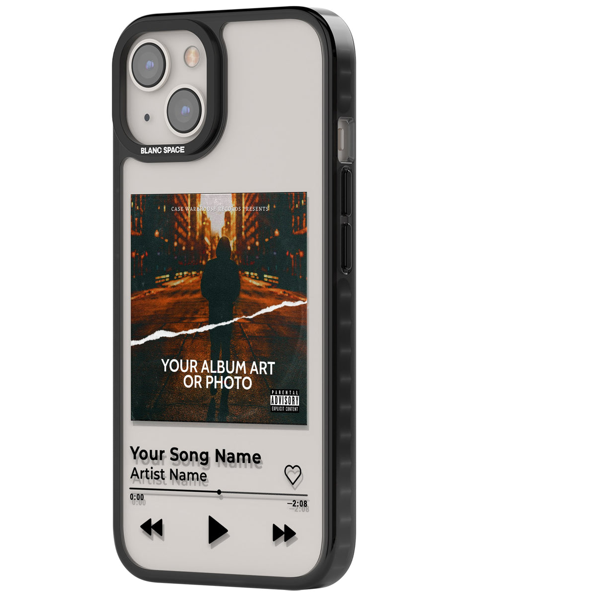 Personalised Music Player iPhone 12 / 12 Pro / iPhone 13 / iPhone 14 / iPhone 14 Plus / iPhone 15 / iPhone 15 Plus Impact Black Phone Case side