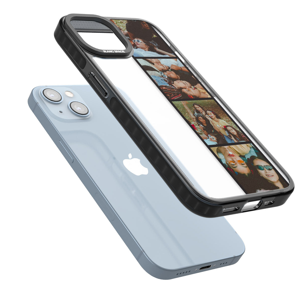 Personalised Photo Strip iPhone 12 / 12 Pro / iPhone 13 / iPhone 14 / iPhone 14 Plus / iPhone 15 / iPhone 15 Plus Impact Black Phone Case angled