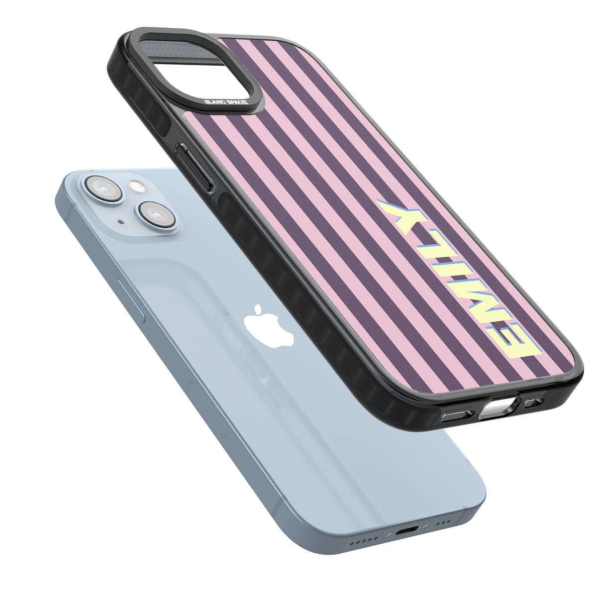 Personalised Lebanese Stripe iPhone 12 / 12 Pro / iPhone 13 / iPhone 14 / iPhone 14 Plus / iPhone 15 / iPhone 15 Plus Impact Black Phone Case angled