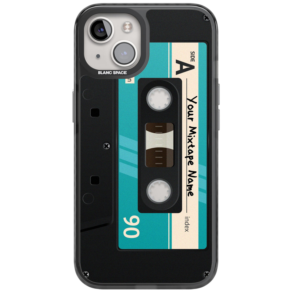 Personalised Retro Mixtape Dark iPhone 12 / 12 Pro / iPhone 13 / iPhone 14 / iPhone 14 Plus / iPhone 15 / iPhone 15 Plus Impact Black Phone Case front