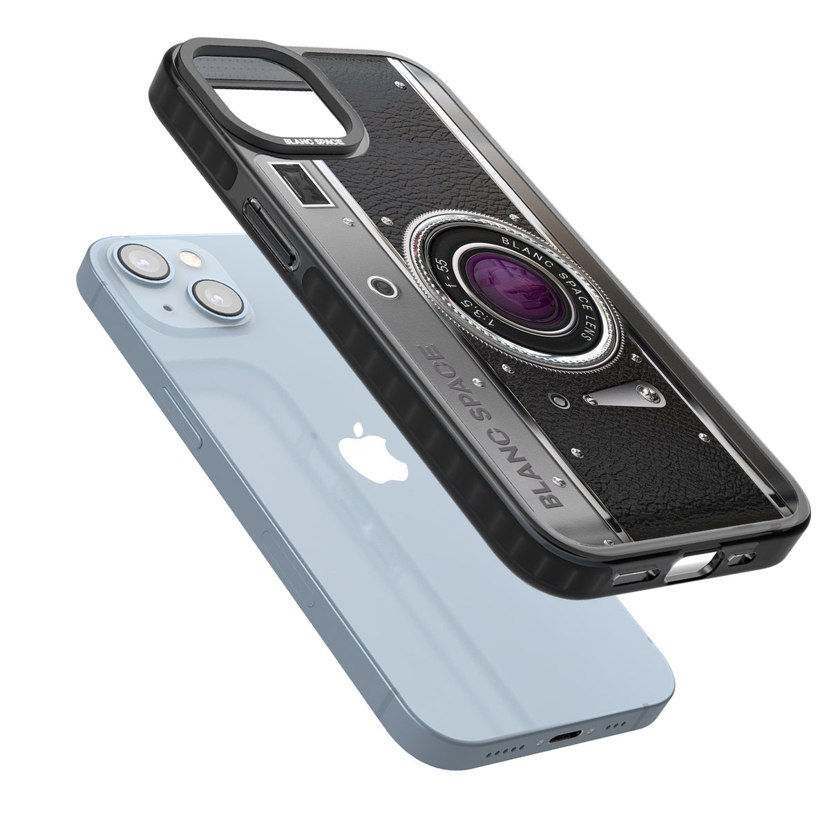 Vintage Classic Camera iPhone 12 / 12 Pro / iPhone 13 / iPhone 14 / iPhone 14 Plus / iPhone 15 / iPhone 15 Plus Impact Black Phone Case angled