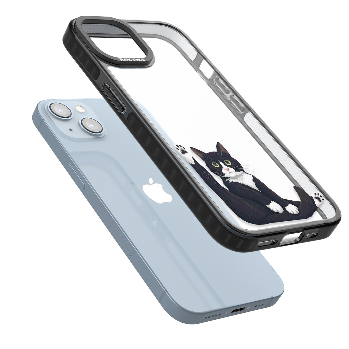 Mid-Groom Cat iPhone 12 / 12 Pro / iPhone 13 / iPhone 14 / iPhone 14 Plus / iPhone 15 / iPhone 15 Plus Impact Black Phone Case angled