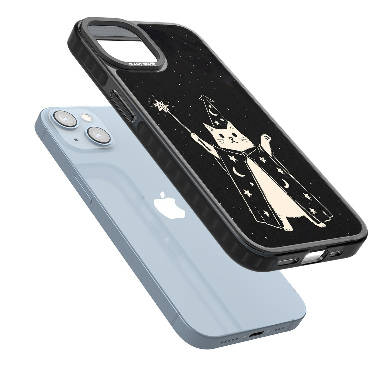 Whisker Wizard iPhone 12 / 12 Pro / iPhone 13 / iPhone 14 / iPhone 14 Plus / iPhone 15 / iPhone 15 Plus Impact Black Phone Case angled