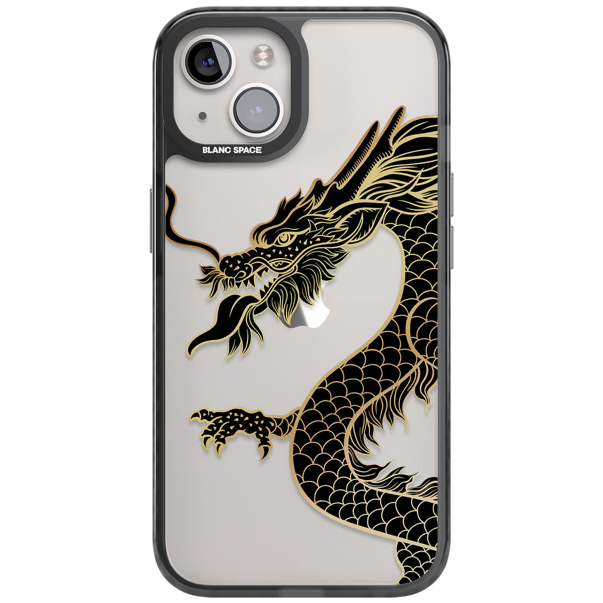 Large Black Dragon iPhone 12 / 12 Pro / iPhone 13 / iPhone 14 / iPhone 14 Plus / iPhone 15 / iPhone 15 Plus Impact Black Phone Case front