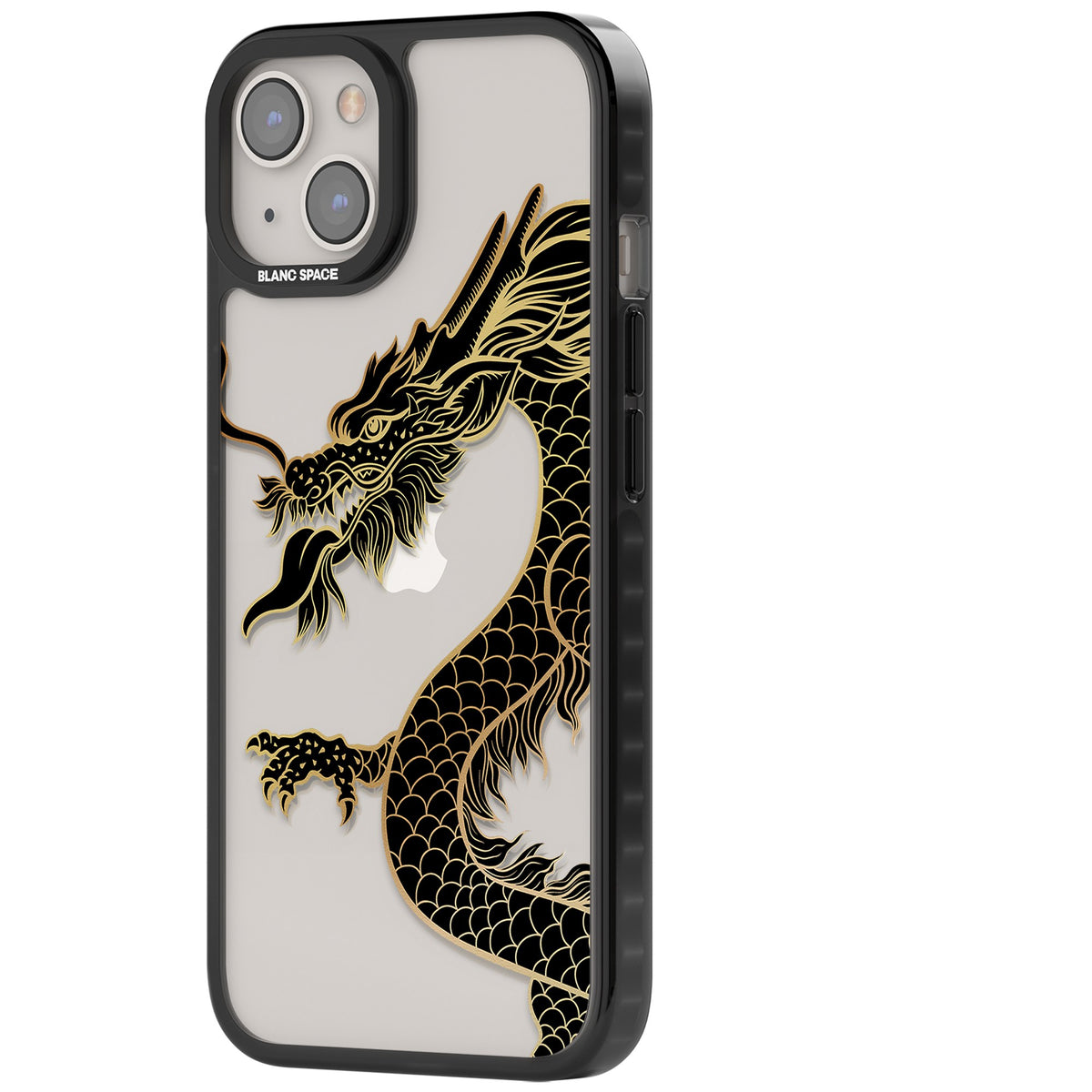 Large Black Dragon iPhone 12 / 12 Pro / iPhone 13 / iPhone 14 / iPhone 14 Plus / iPhone 15 / iPhone 15 Plus Impact Black Phone Case side