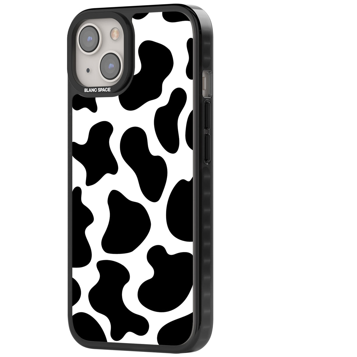 Cow Print iPhone 12 / 12 Pro / iPhone 13 / iPhone 14 / iPhone 14 Plus / iPhone 15 / iPhone 15 Plus Impact Black Phone Case side
