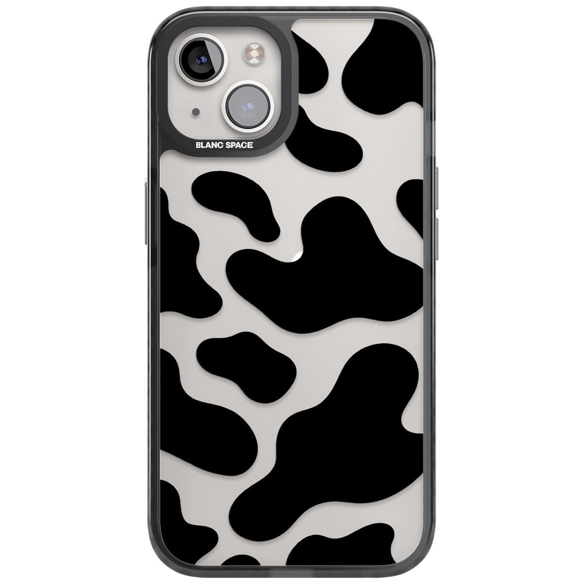 Clear Cow Print iPhone 12 / 12 Pro / iPhone 13 / iPhone 14 / iPhone 14 Plus / iPhone 15 / iPhone 15 Plus Impact Black Phone Case front