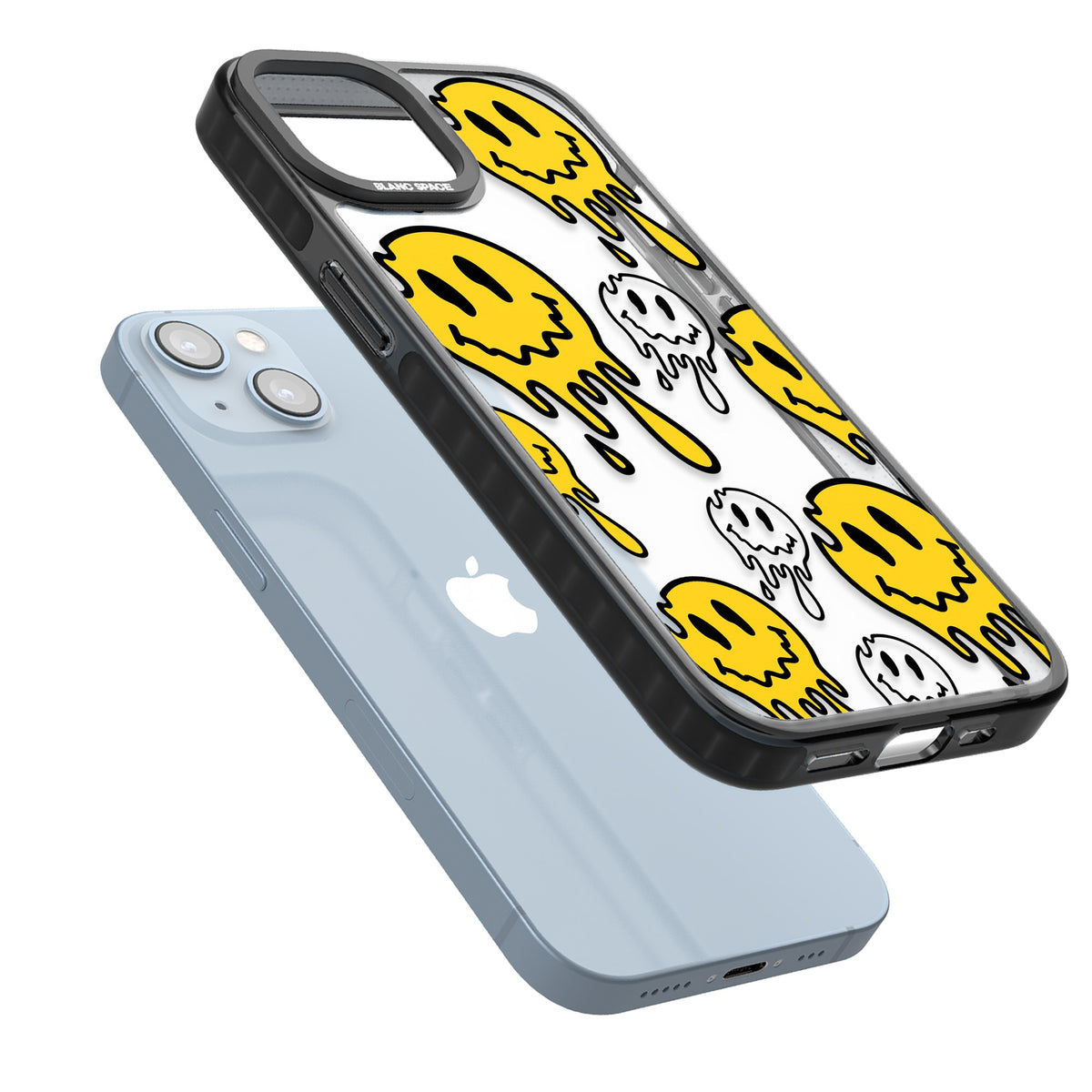 Face Melt iPhone 12 / 12 Pro / iPhone 13 / iPhone 14 / iPhone 14 Plus / iPhone 15 / iPhone 15 Plus Impact Black Phone Case angled