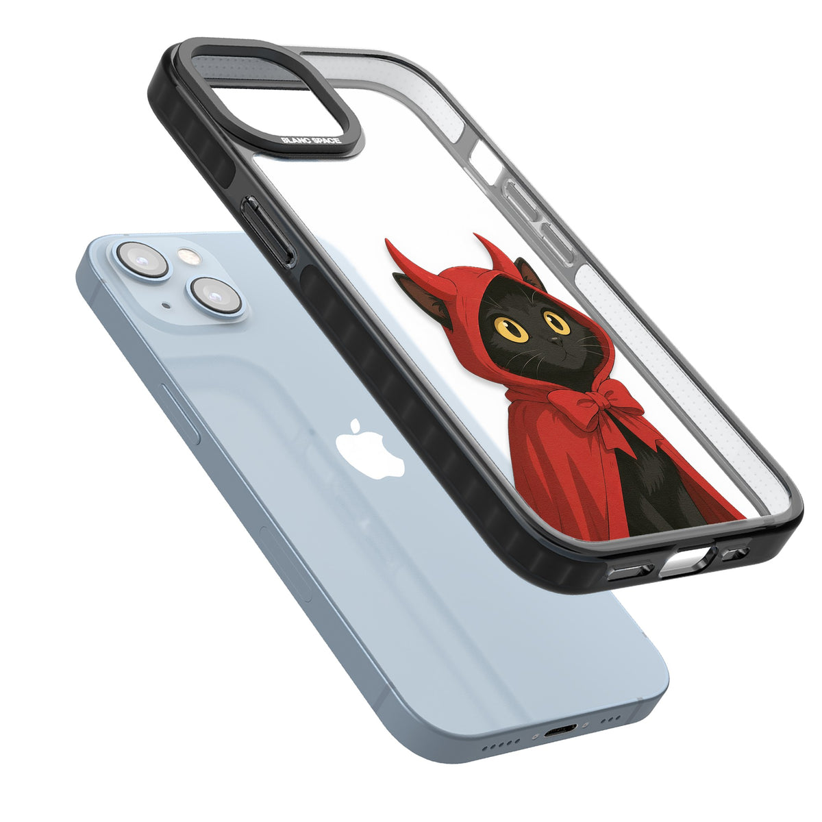 Little Devil iPhone 12 / 12 Pro / iPhone 13 / iPhone 14 / iPhone 14 Plus / iPhone 15 / iPhone 15 Plus Impact Black Phone Case angled