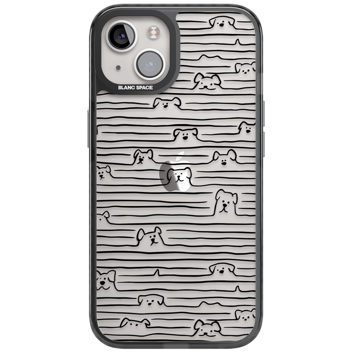 Dog Lines iPhone 12 / 12 Pro / iPhone 13 / iPhone 14 / iPhone 14 Plus / iPhone 15 / iPhone 15 Plus Impact Black Phone Case front