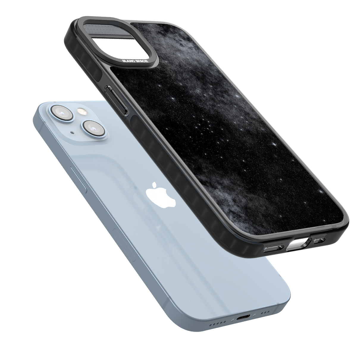 Shimmering Stars iPhone 12 / 12 Pro / iPhone 13 / iPhone 14 / iPhone 14 Plus / iPhone 15 / iPhone 15 Plus Impact Black Phone Case angled