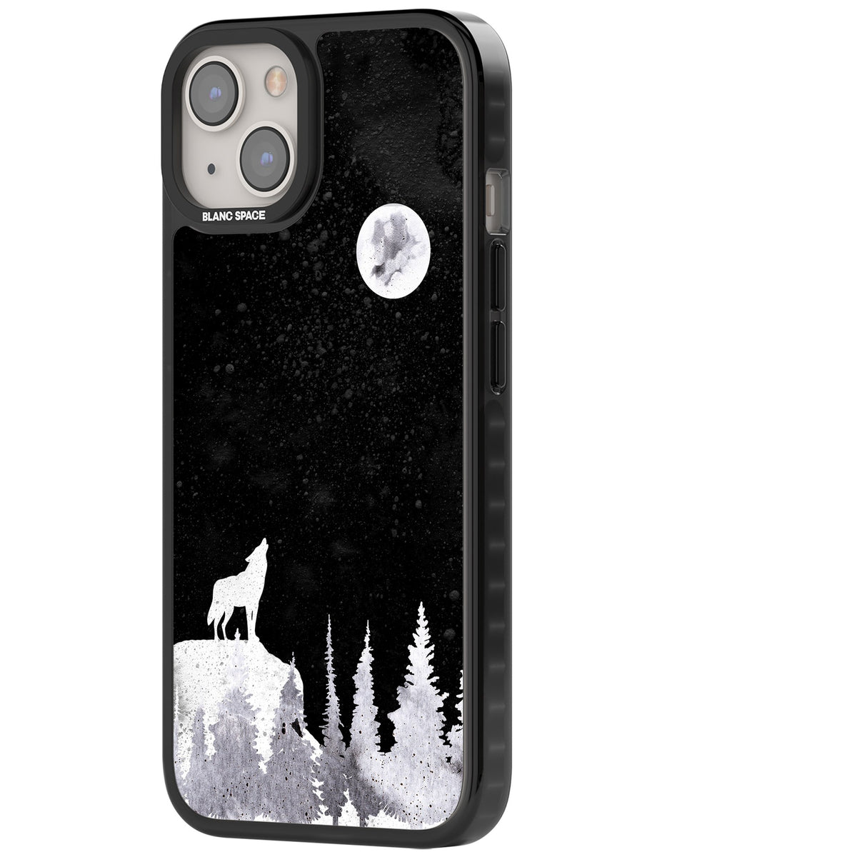 Lunar Howl iPhone 12 / 12 Pro / iPhone 13 / iPhone 14 / iPhone 14 Plus / iPhone 15 / iPhone 15 Plus Impact Black Phone Case side