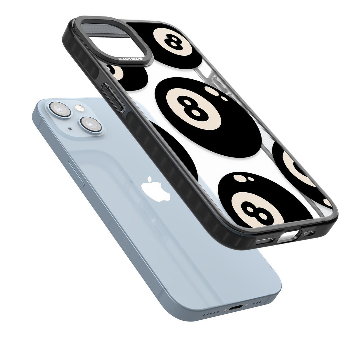 Eights iPhone 12 / 12 Pro / iPhone 13 / iPhone 14 / iPhone 14 Plus / iPhone 15 / iPhone 15 Plus Impact Black Phone Case angled
