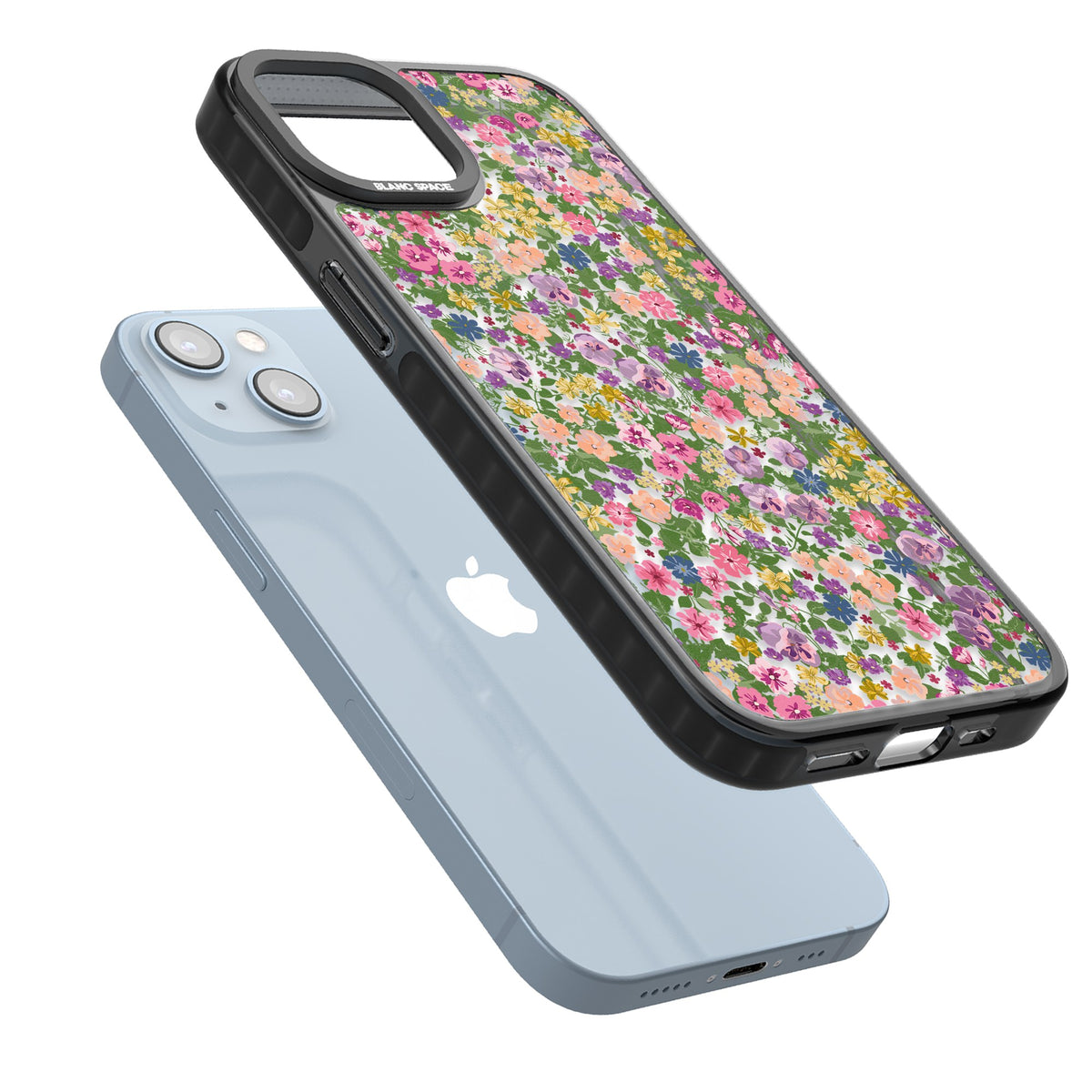 Lake Como Meadow iPhone 12 / 12 Pro / iPhone 13 / iPhone 14 / iPhone 14 Plus / iPhone 15 / iPhone 15 Plus Impact Black Phone Case angled