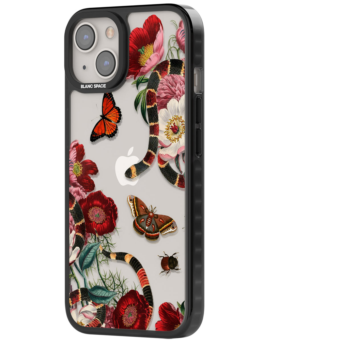 Botanical Snake iPhone 12 / 12 Pro / iPhone 13 / iPhone 14 / iPhone 14 Plus / iPhone 15 / iPhone 15 Plus Impact Black Phone Case side