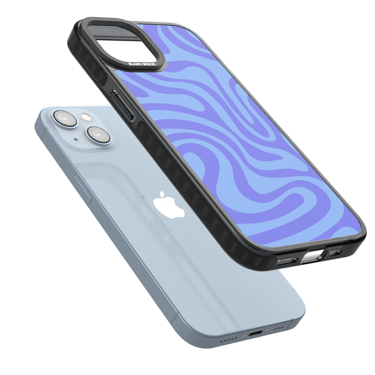 Tranquil Waves iPhone 12 / 12 Pro / iPhone 13 / iPhone 14 / iPhone 14 Plus / iPhone 15 / iPhone 15 Plus Impact Black Phone Case angled