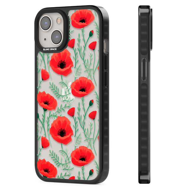Poppy Garden Black Impact Phone Case for iPhone 13, iPhone 14, iPhone 15