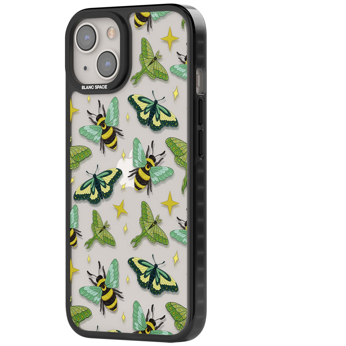 Bees and Moths iPhone 12 / 12 Pro / iPhone 13 / iPhone 14 / iPhone 14 Plus / iPhone 15 / iPhone 15 Plus Impact Black Phone Case side