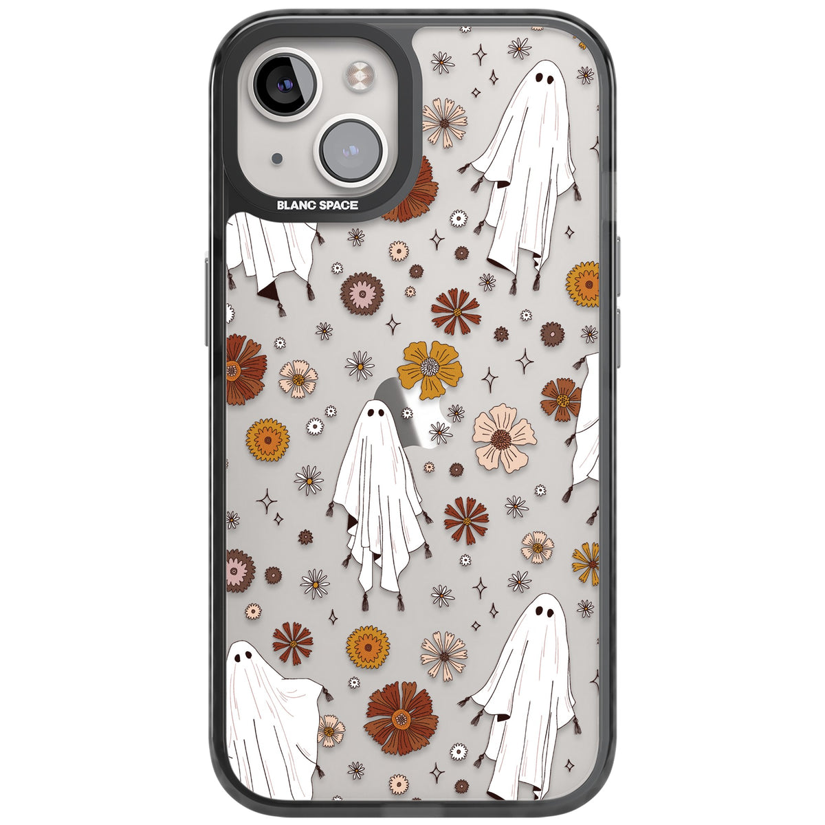 Ghosts And Flowers iPhone 12 / 12 Pro / iPhone 13 / iPhone 14 / iPhone 14 Plus / iPhone 15 / iPhone 15 Plus Impact Black Phone Case front