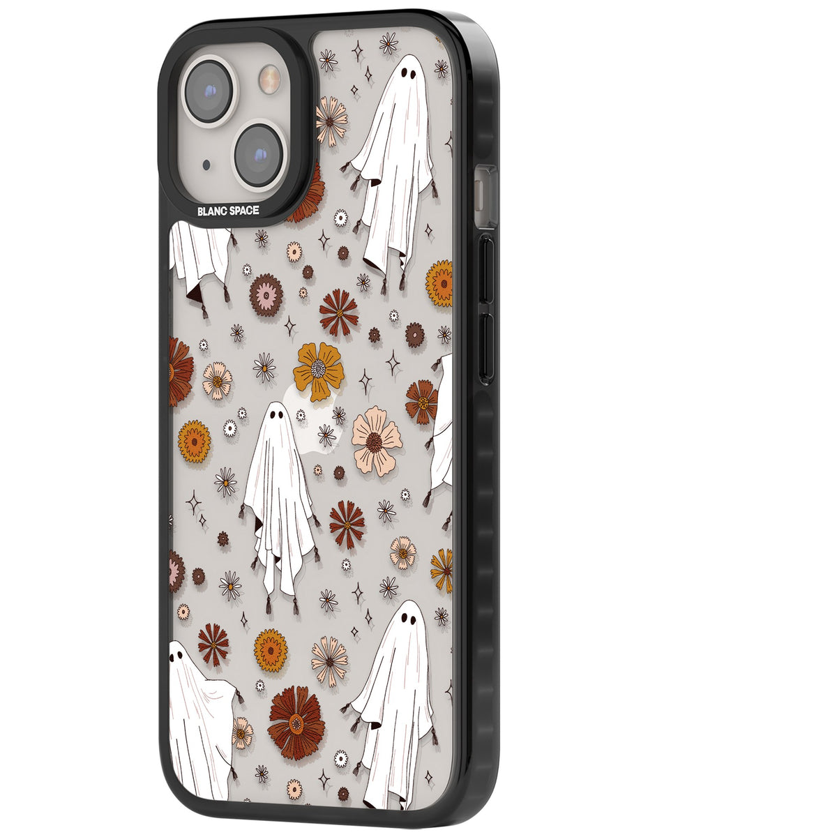 Ghosts And Flowers iPhone 12 / 12 Pro / iPhone 13 / iPhone 14 / iPhone 14 Plus / iPhone 15 / iPhone 15 Plus Impact Black Phone Case side