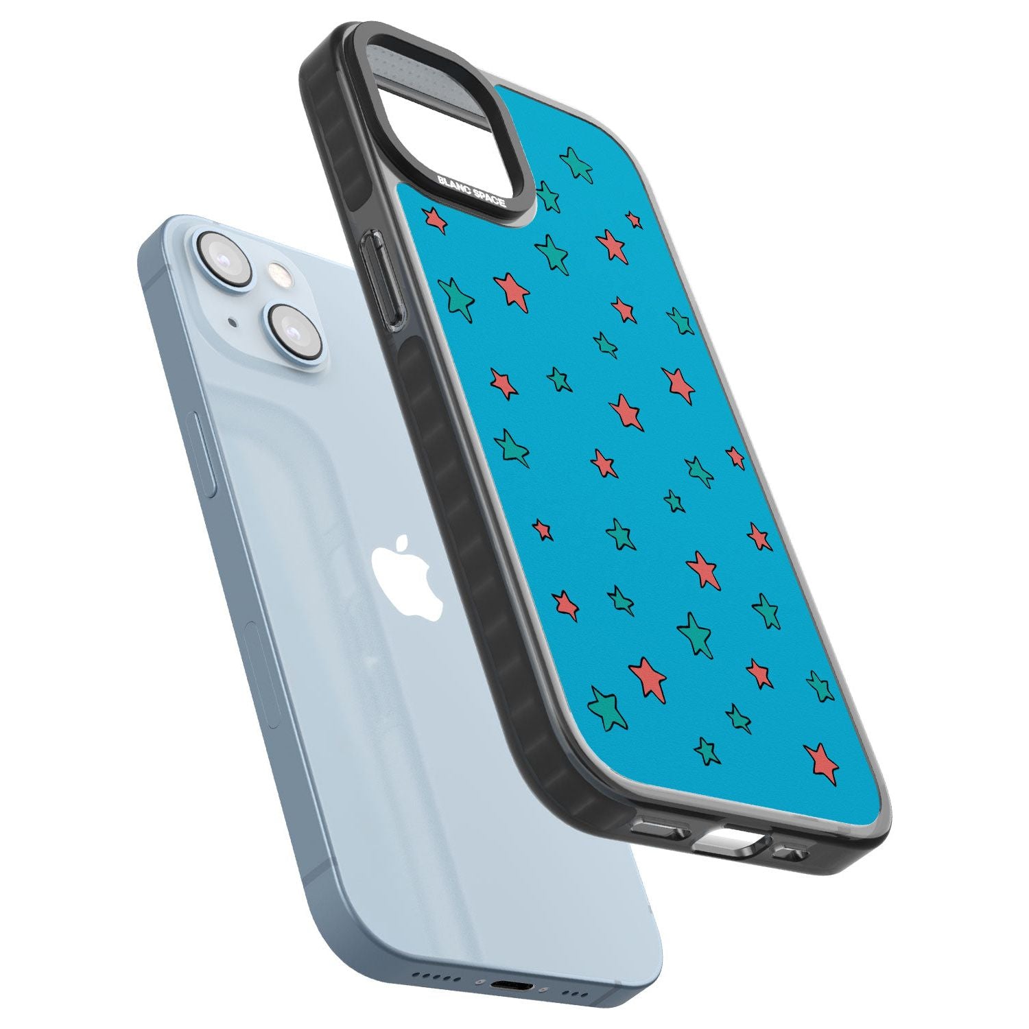 Blue Heartstopper Stars Pattern Phone Case for iPhone 14