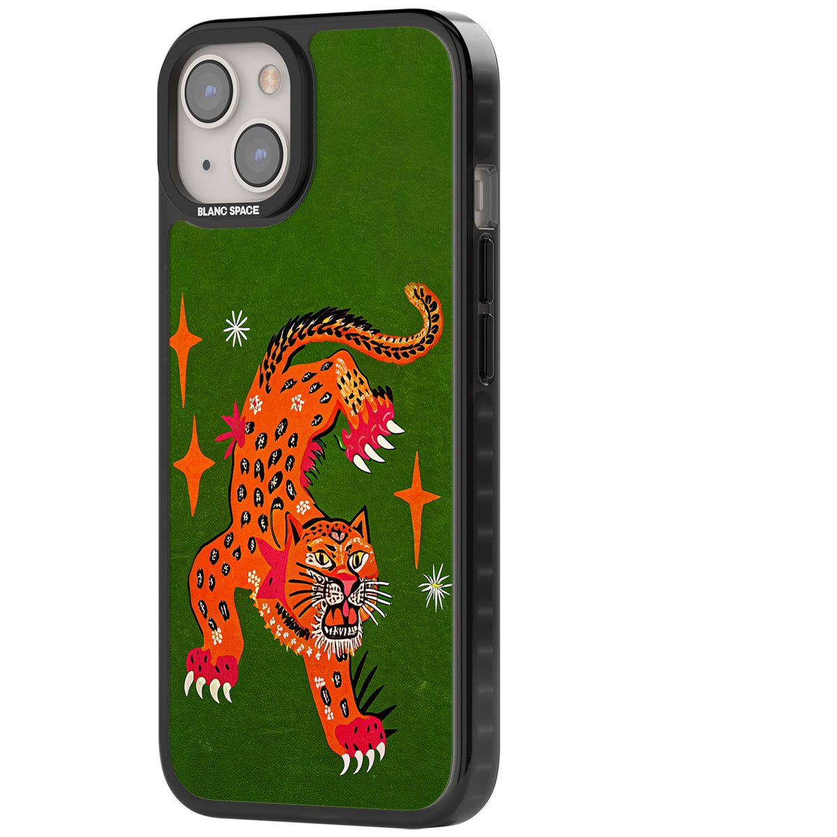 Fierce Jaguar iPhone 12 / 12 Pro / iPhone 13 / iPhone 14 / iPhone 14 Plus / iPhone 15 / iPhone 15 Plus Impact Black Phone Case side