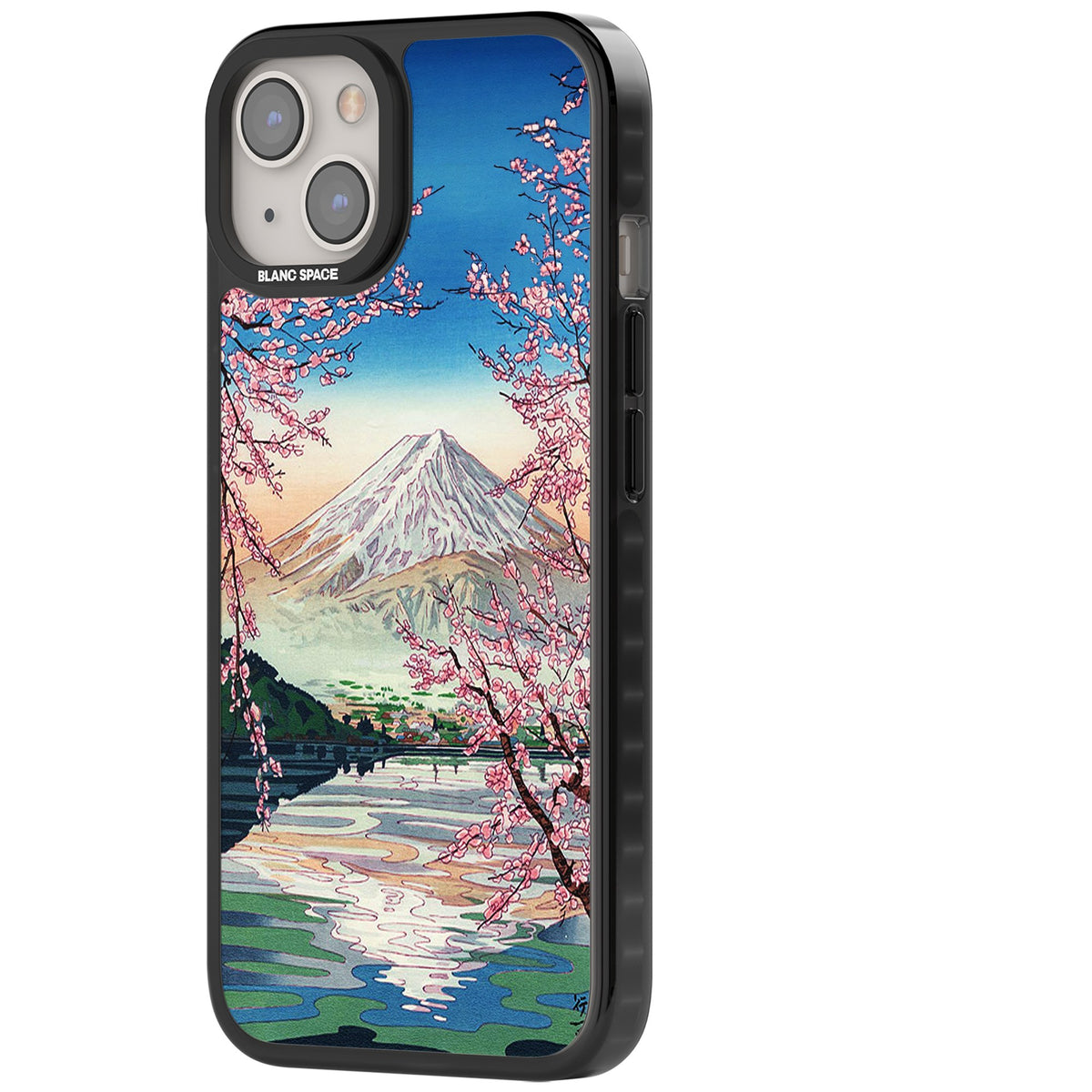 Mt Fuji From Lake Kawaguchi iPhone 12 / 12 Pro / iPhone 13 / iPhone 14 / iPhone 14 Plus / iPhone 15 / iPhone 15 Plus Impact Black Phone Case side
