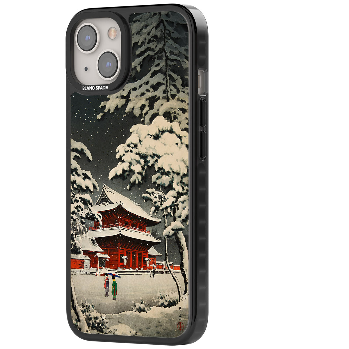 Snow at Shiha Park, Tokyo iPhone 12 / 12 Pro / iPhone 13 / iPhone 14 / iPhone 14 Plus / iPhone 15 / iPhone 15 Plus Impact Black Phone Case side