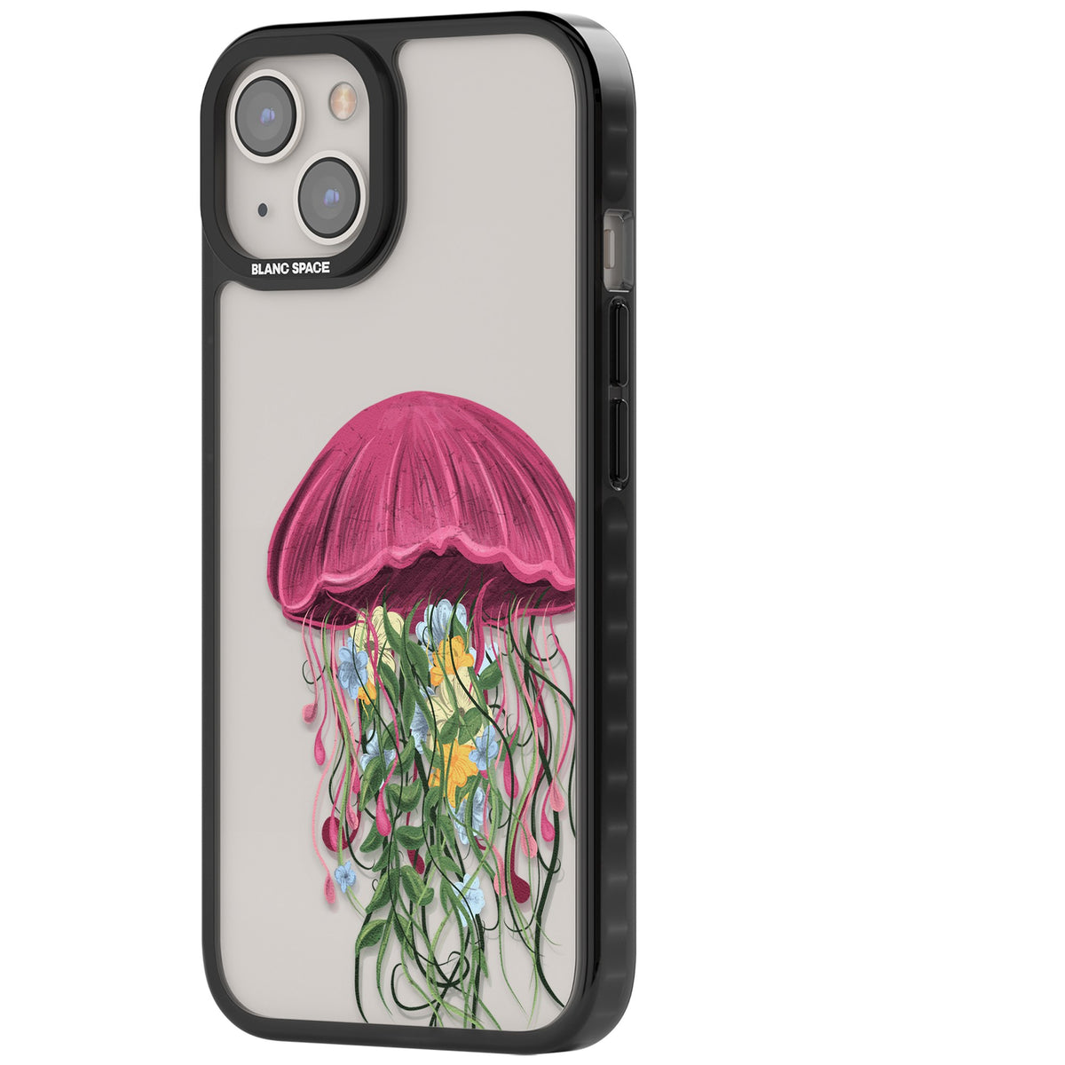 Botanical Jellyfish iPhone 12 / 12 Pro / iPhone 13 / iPhone 14 / iPhone 14 Plus / iPhone 15 / iPhone 15 Plus Impact Black Phone Case side