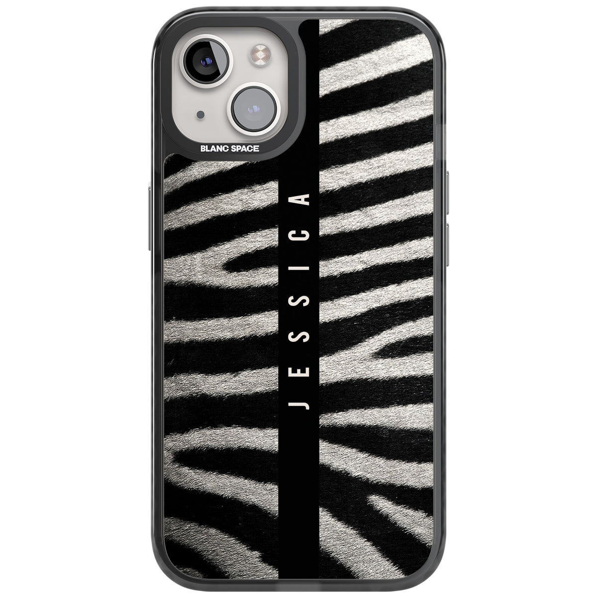 Zebra Print iPhone 13 / iPhone 14 / iPhone 14 Plus / iPhone 15 / iPhone 15 Plus Impact Pro Black Phone Case front