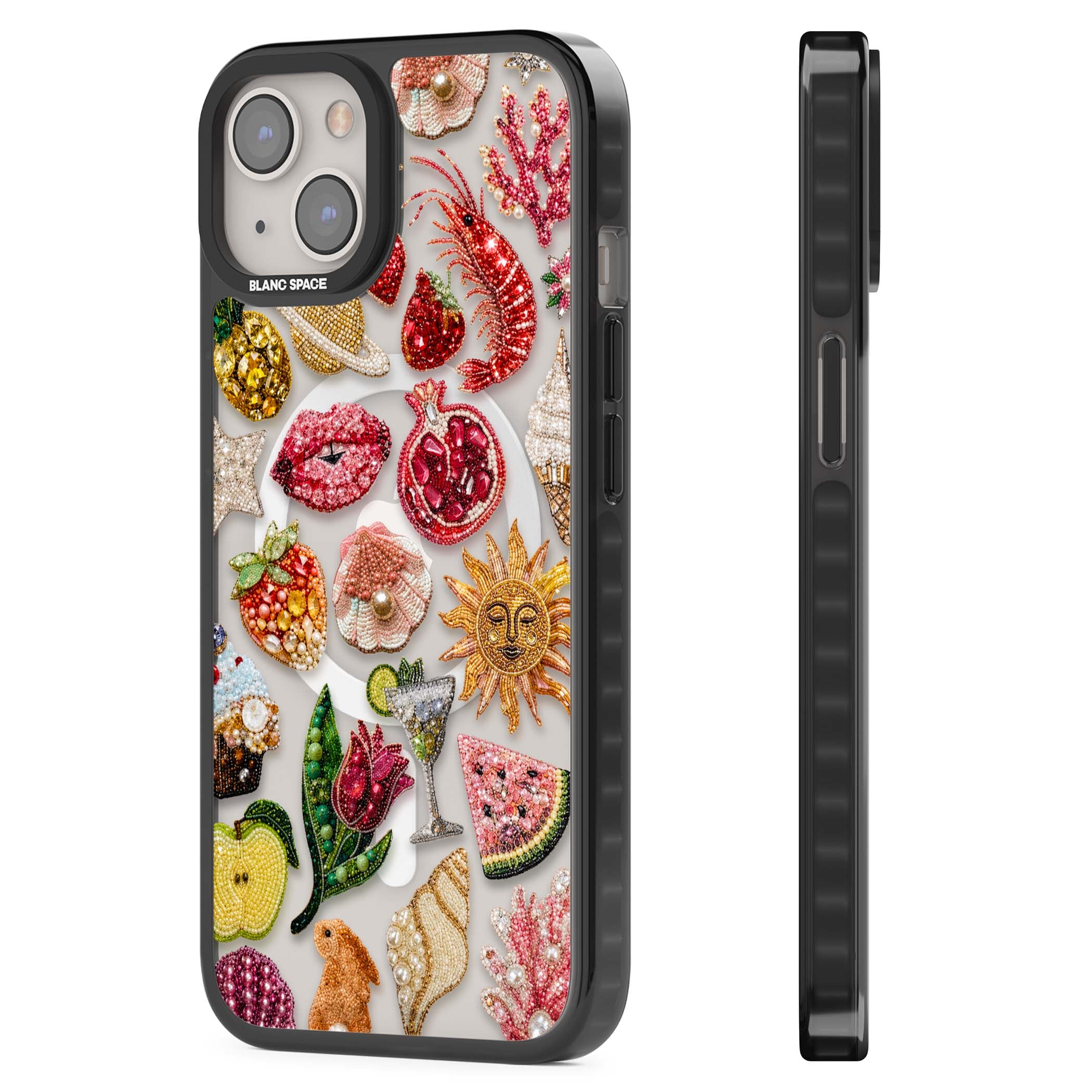 Beaded Riviera coquette iPhone case | Black Impact Magsafe case for iPhone 13, iPhone 14, iPhone 15