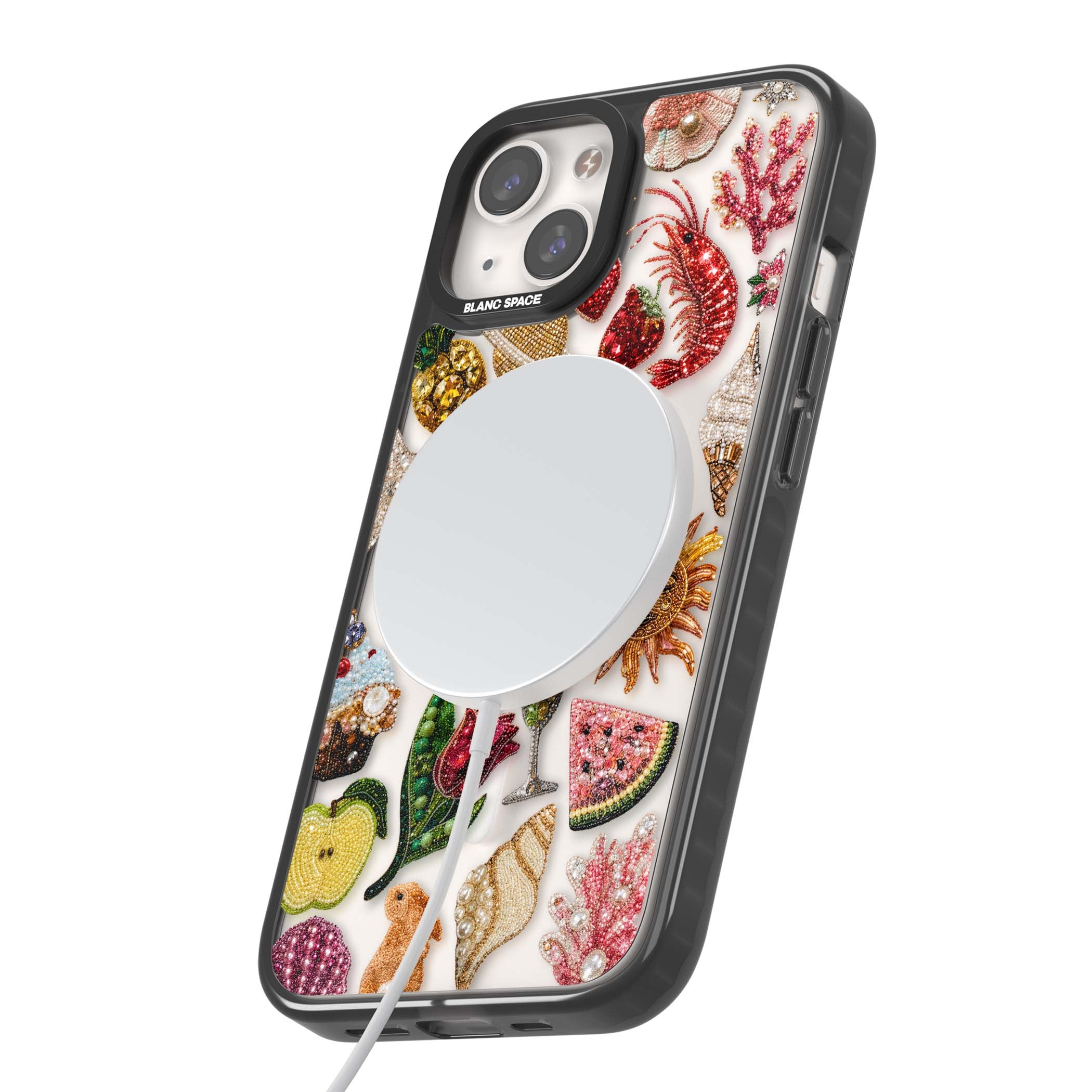 Beaded Riviera coquette iPhone case | Black Impact Magsafe case for iPhone 13, iPhone 14, iPhone 15