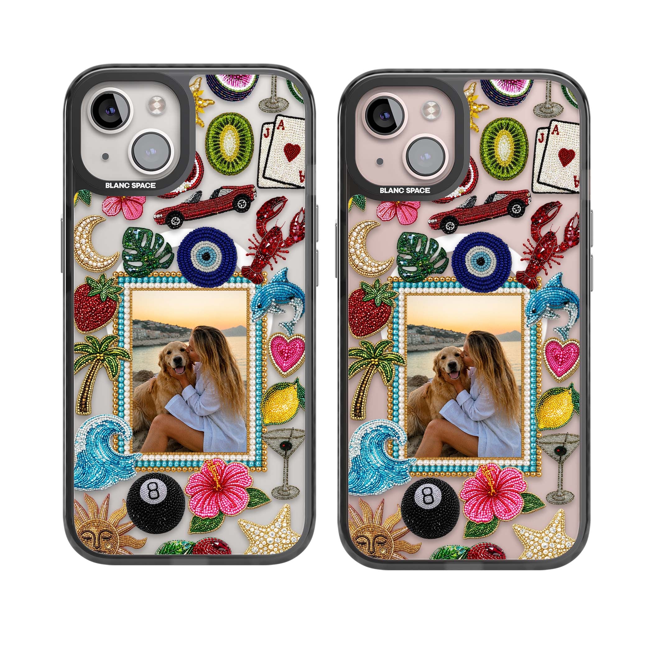Beaded Photo coastal iPhone case | Black Impact Magsafe case for iPhone 13, iPhone 14, iPhone 15