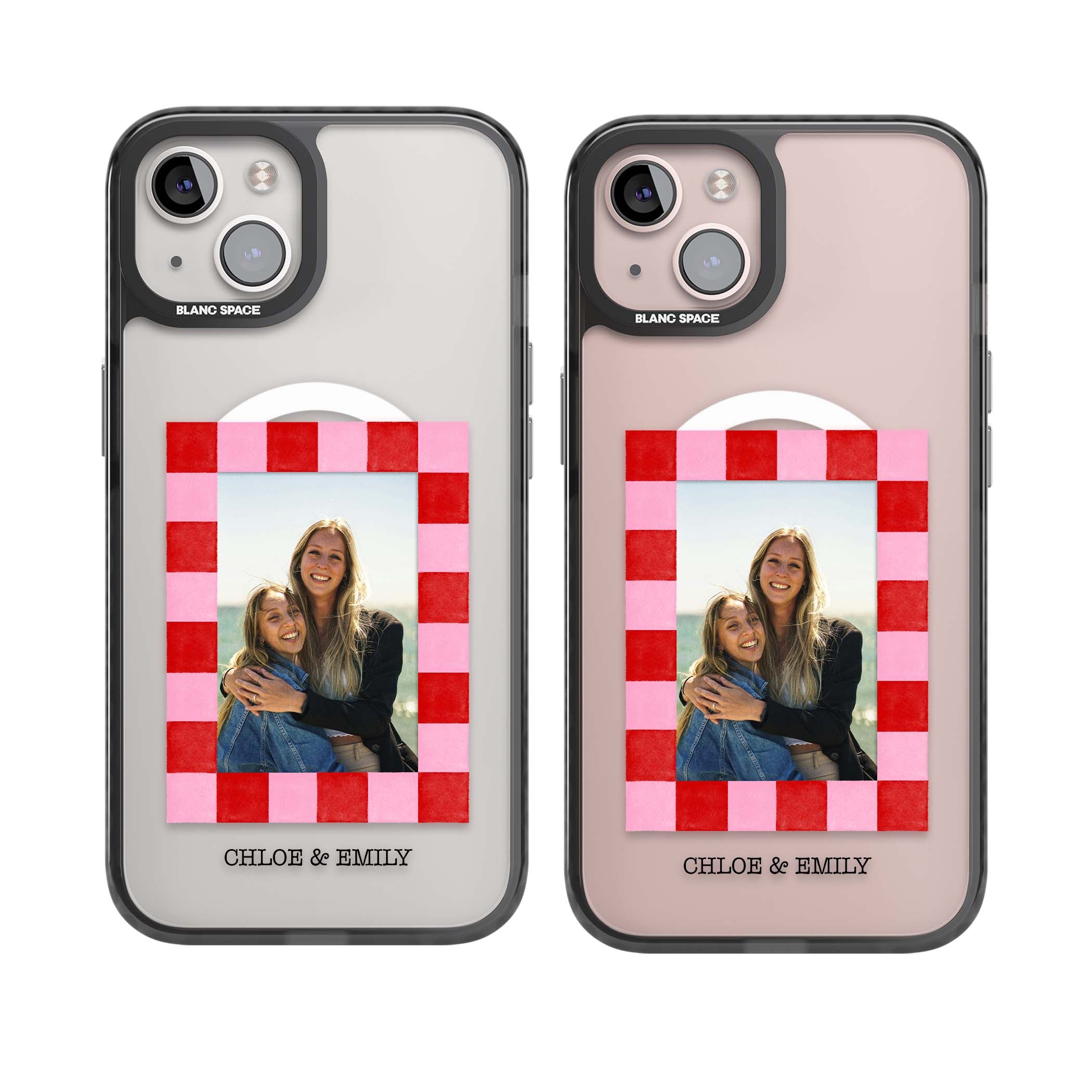 Bubblegum Check Photo for her iPhone case | Black Impact Magsafe case for iPhone 13, iPhone 14, iPhone 15