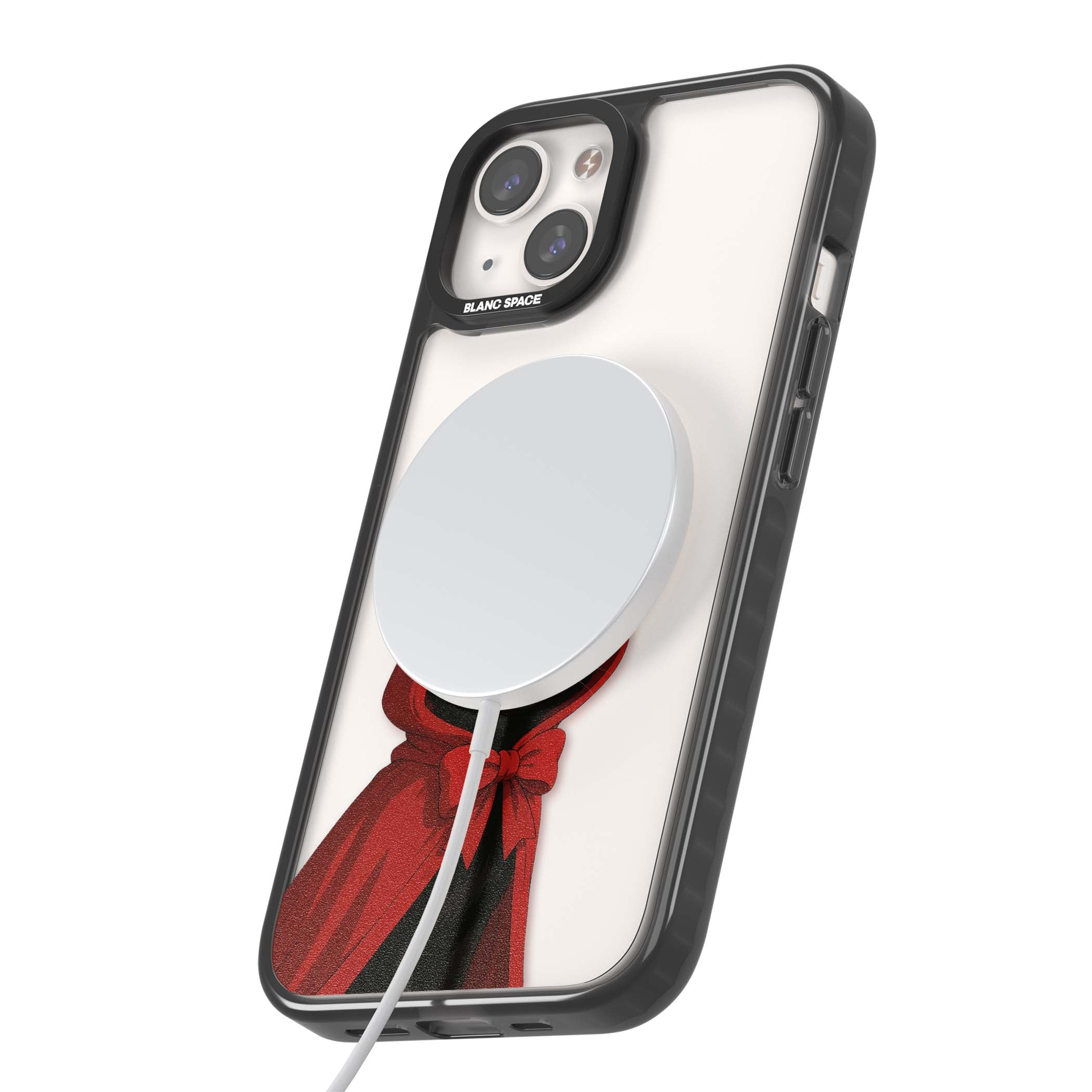 Little Devil halloween iPhone case featuring a black cat in a red hooded devil cloak with horns and golden eyes | Black Impact Magsafe case for iPhone 13, iPhone 14, iPhone 15