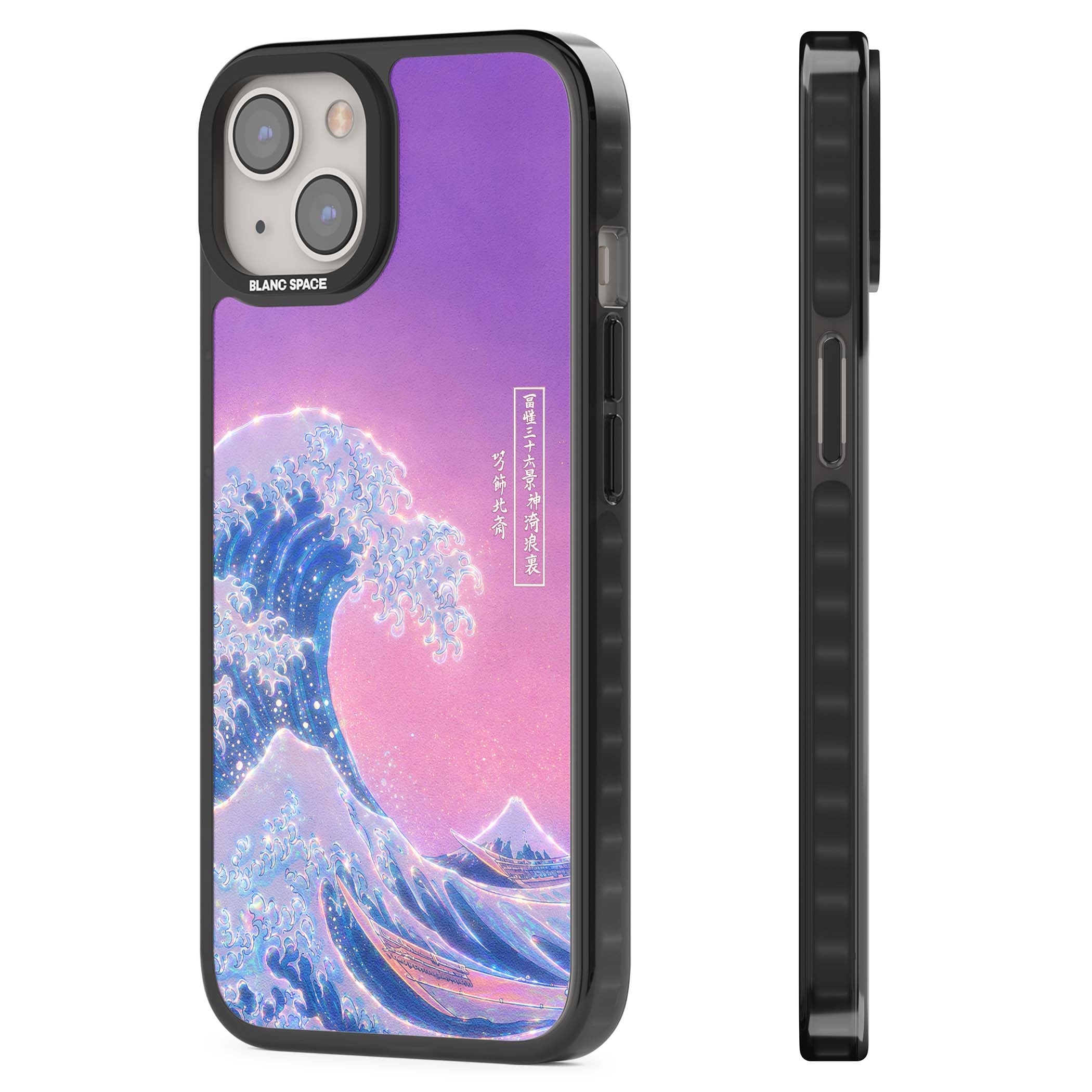 The Great Opal Wave Japanese iPhone case featuring Hokusai's great wave in iridescent pastels with lilac sky and Mou | Black Impact Magsafe case for iPhone 13, iPhone 14, iPhone 15