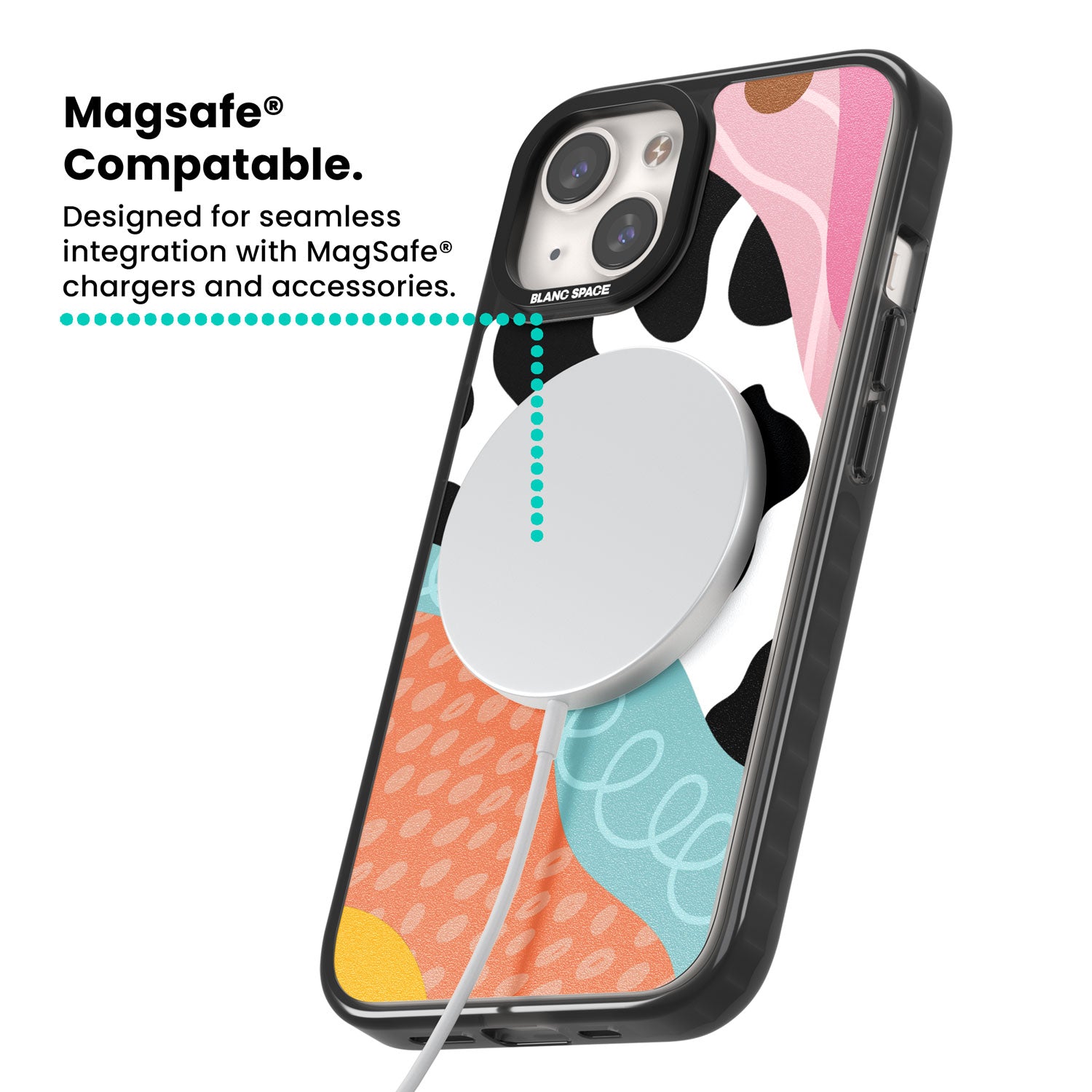 Abstract Elegance Magsafe Black Impact Phone Case for iPhone 13, iPhone 14, iPhone 15