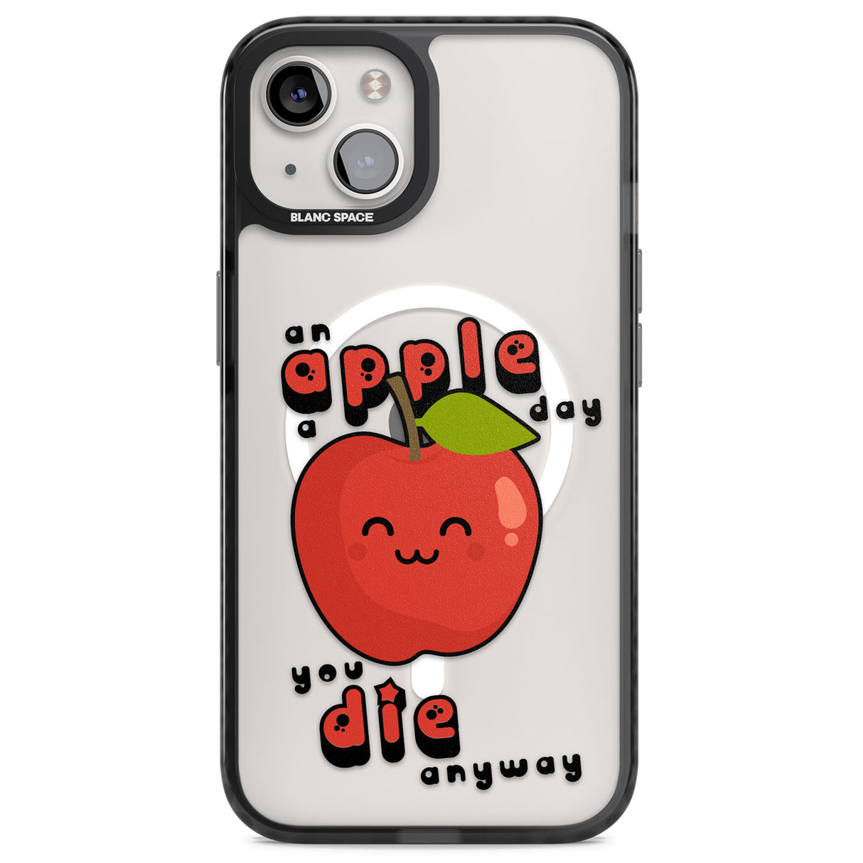 An Apple a Day Magsafe Black Impact Phone Case for iPhone 13, iPhone 14, iPhone 15