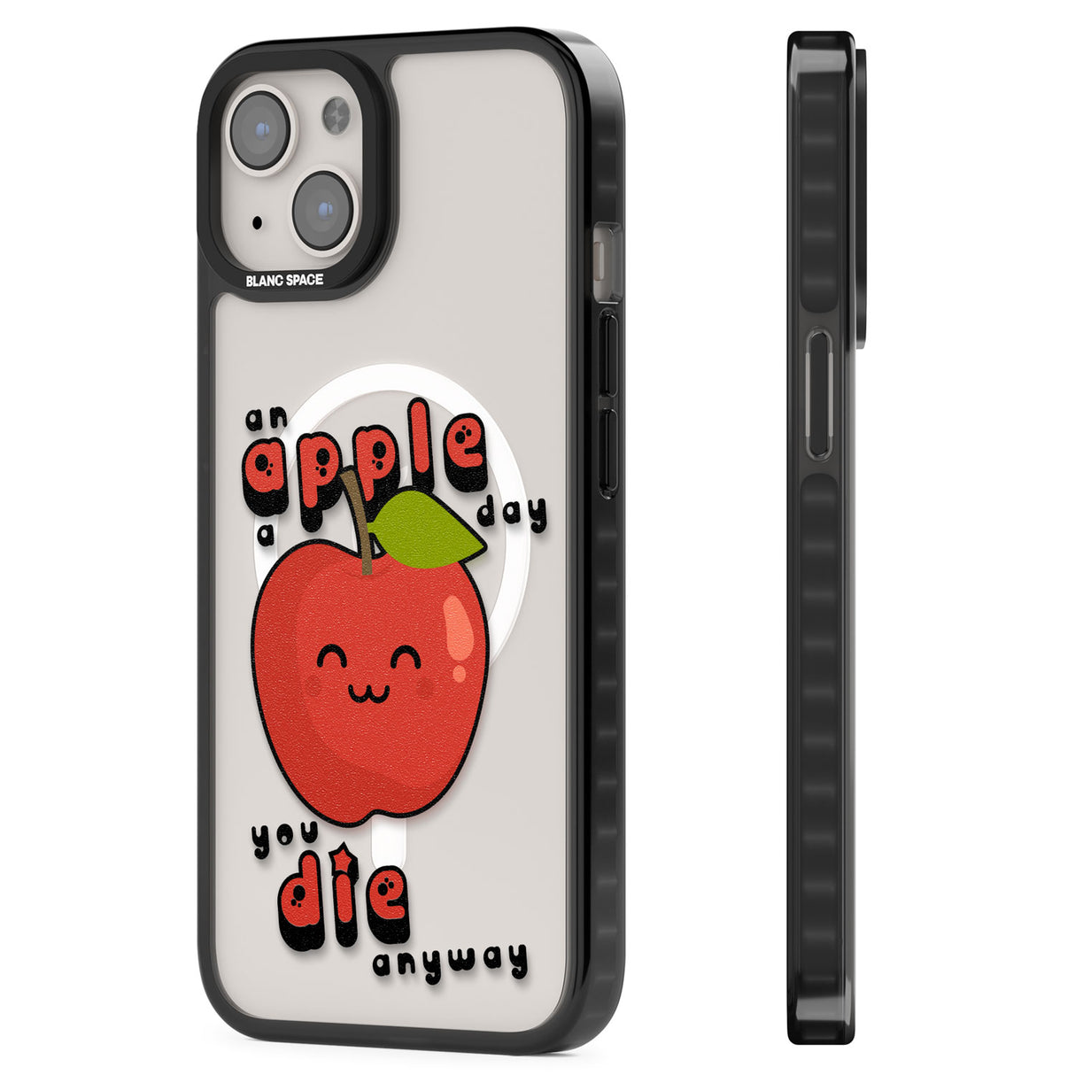 An Apple a Day Magsafe Black Impact Phone Case for iPhone 13, iPhone 14, iPhone 15